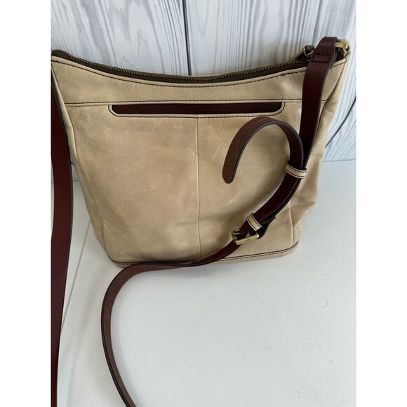 Hard to Find HOBO Aviva Leather Crossbody Cream and Brown Purse - Picture 5 of 12